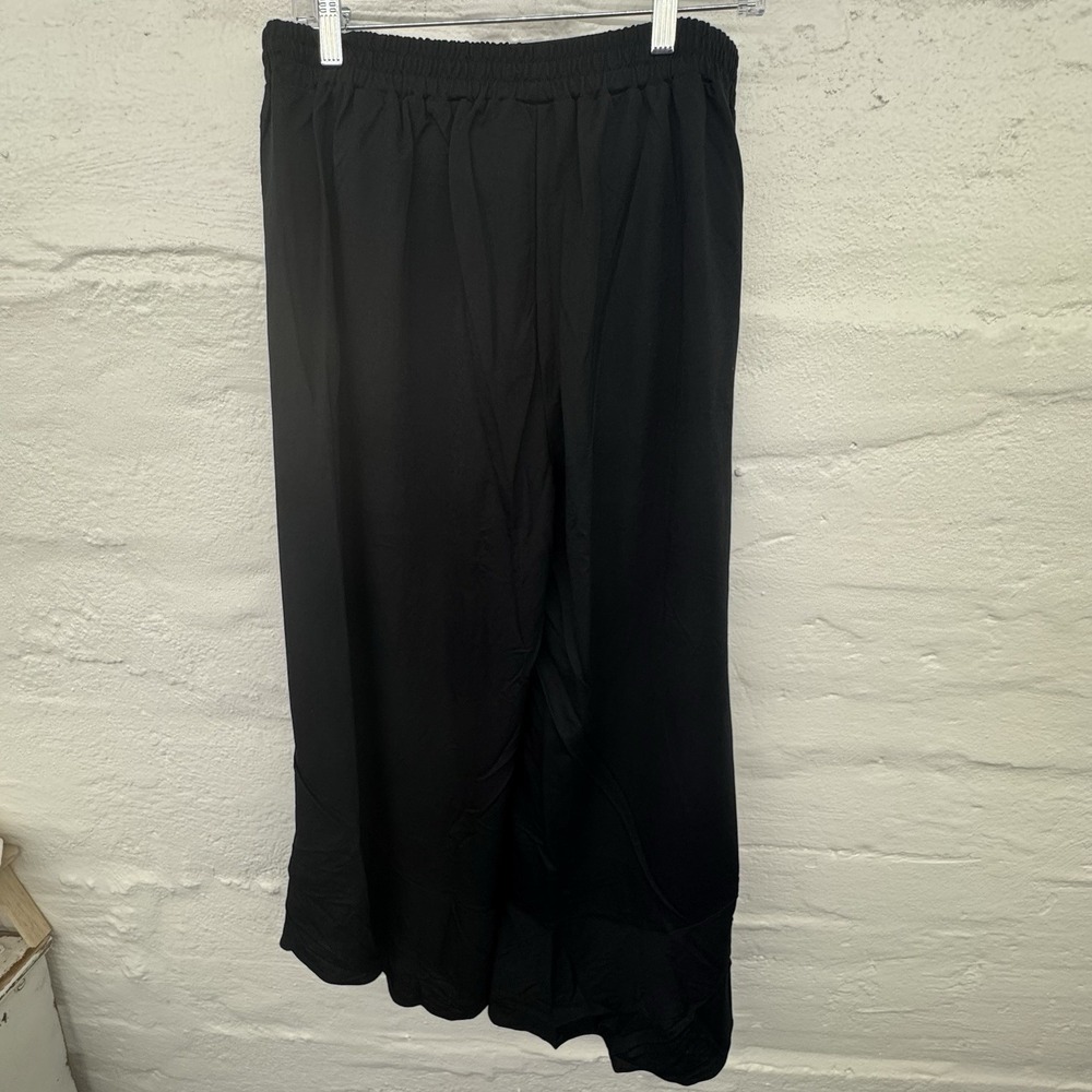 Truth + Style Flounced Stretch Woven Pants Size M Black Wide Leg A491568 NEW - Picture 1 of 7